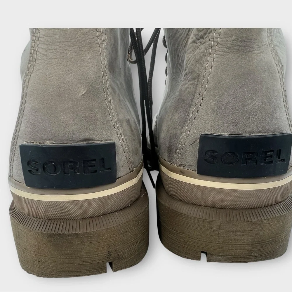 Sorel Caribou Six Waterproof Boots Khaki Leather Men's 11 M‎ Good Condition